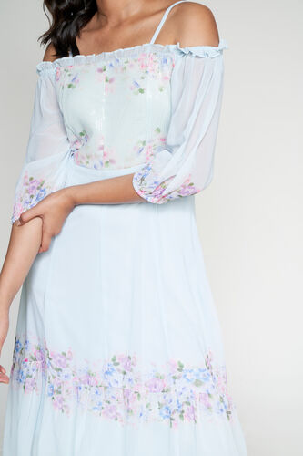 Aqua Floral High-Low Dress, Aqua, image 3